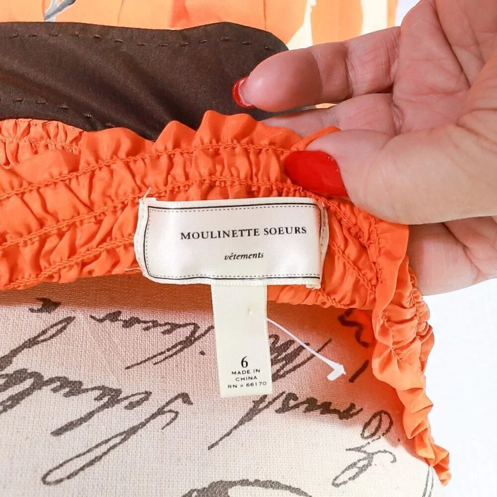 Moulinette Soeurs Orange Halter Dress with Brown Accents - Picture 8 of 11